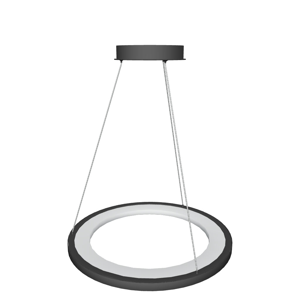 1-Ring LED Pendant Light, 35W, 3000K-6500K, 966LM, Dimmable, Matte Black Body Finish, Diameter 23.6''×71''