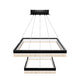 LED Pendant Light Fixture, Double Ring, Square, Dimmable, 3000K (Warm White), Wood and Matte Black