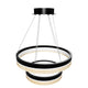 LED Pendant Light Fixture, Double Ring, Round, Dimmable, 3000K (Warm White), Wood and Matte Black (P1222-64)