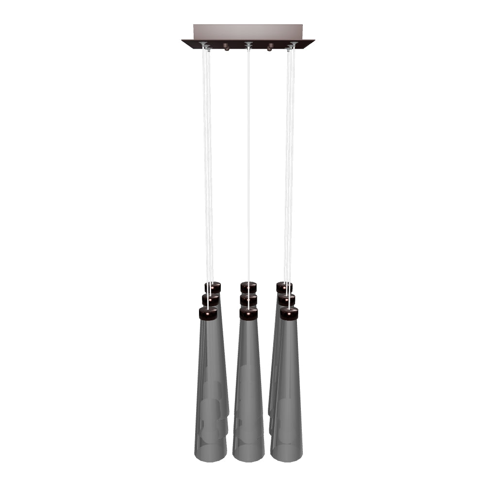 9-Lights LED Pendant Light Fixture, Dimmable, 3000K (Warm White), Smoky Grey