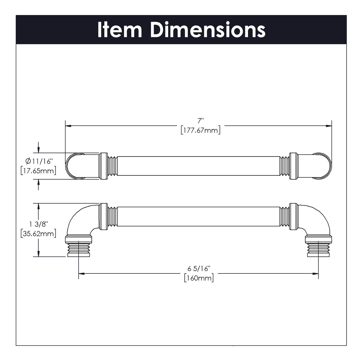 Pull 6-5/16 Inch (160mm) Center to Center - Hickory Hardware