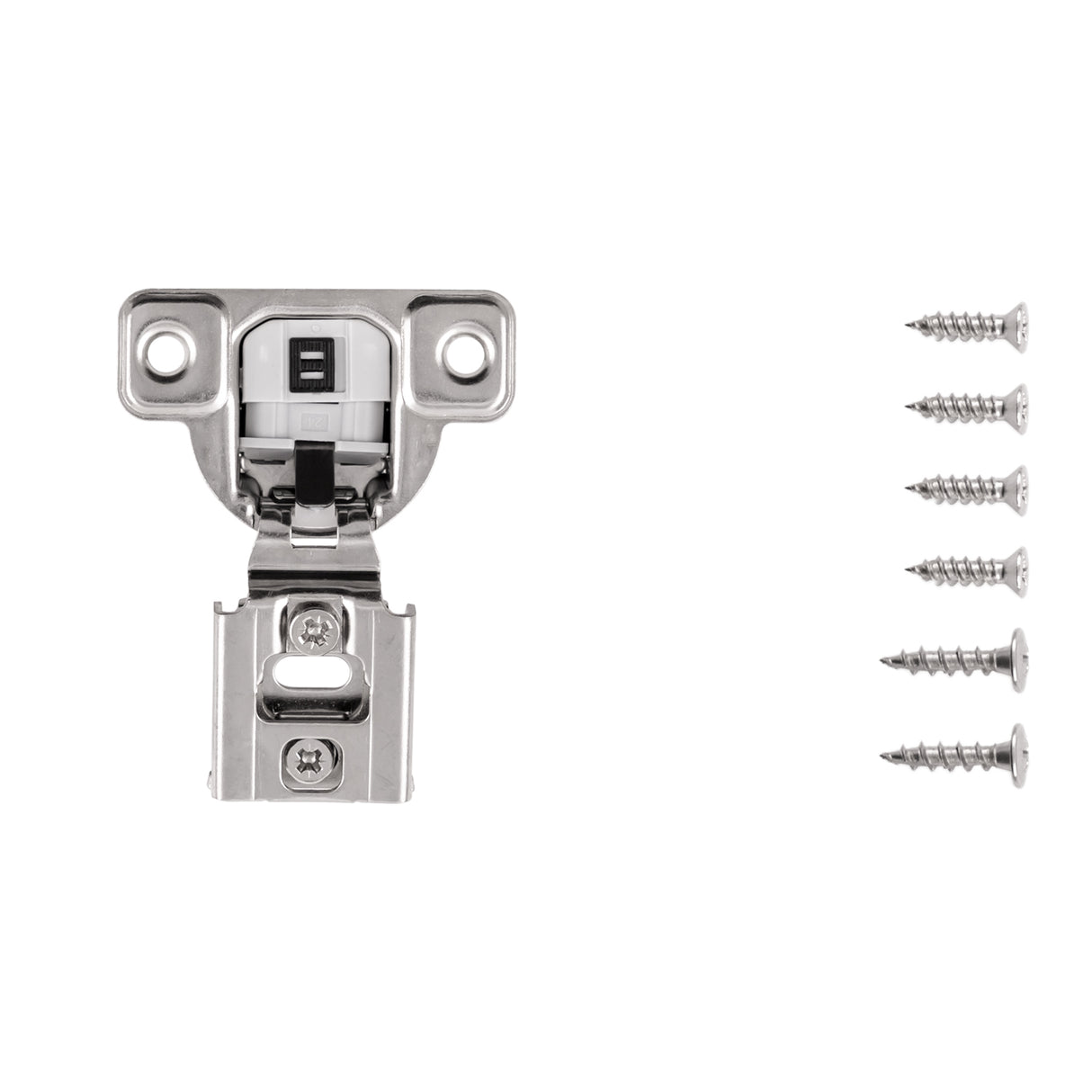 Hidden Door Hinge Concealed 1/2 Inch Overlay Face Frame Self-Close (2 Hinges/Per Pack) in Polished Nickel - Hickory Hardware