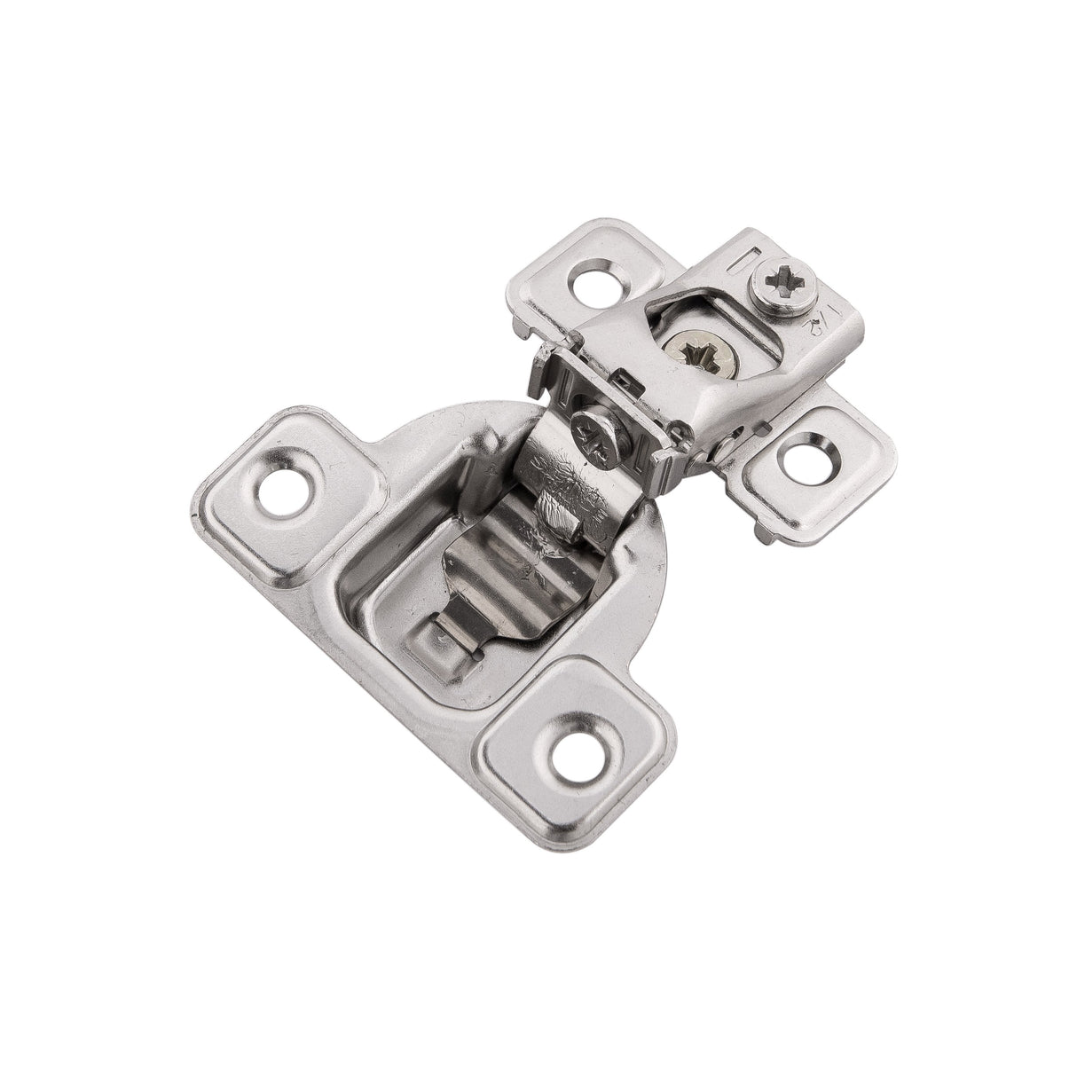 Hidden Door Hinge Concealed 1/2 Inch Overlay Face Frame Self-Close (2 Hinges/Per Pack) in Polished Nickel - Hickory Hardware