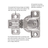 Hidden Hinge Concealed 3/4 Inch Overlay Face Frame Self-Close (2 Hinges/Per Pack) in Polished Nickel - Hickory Hardware