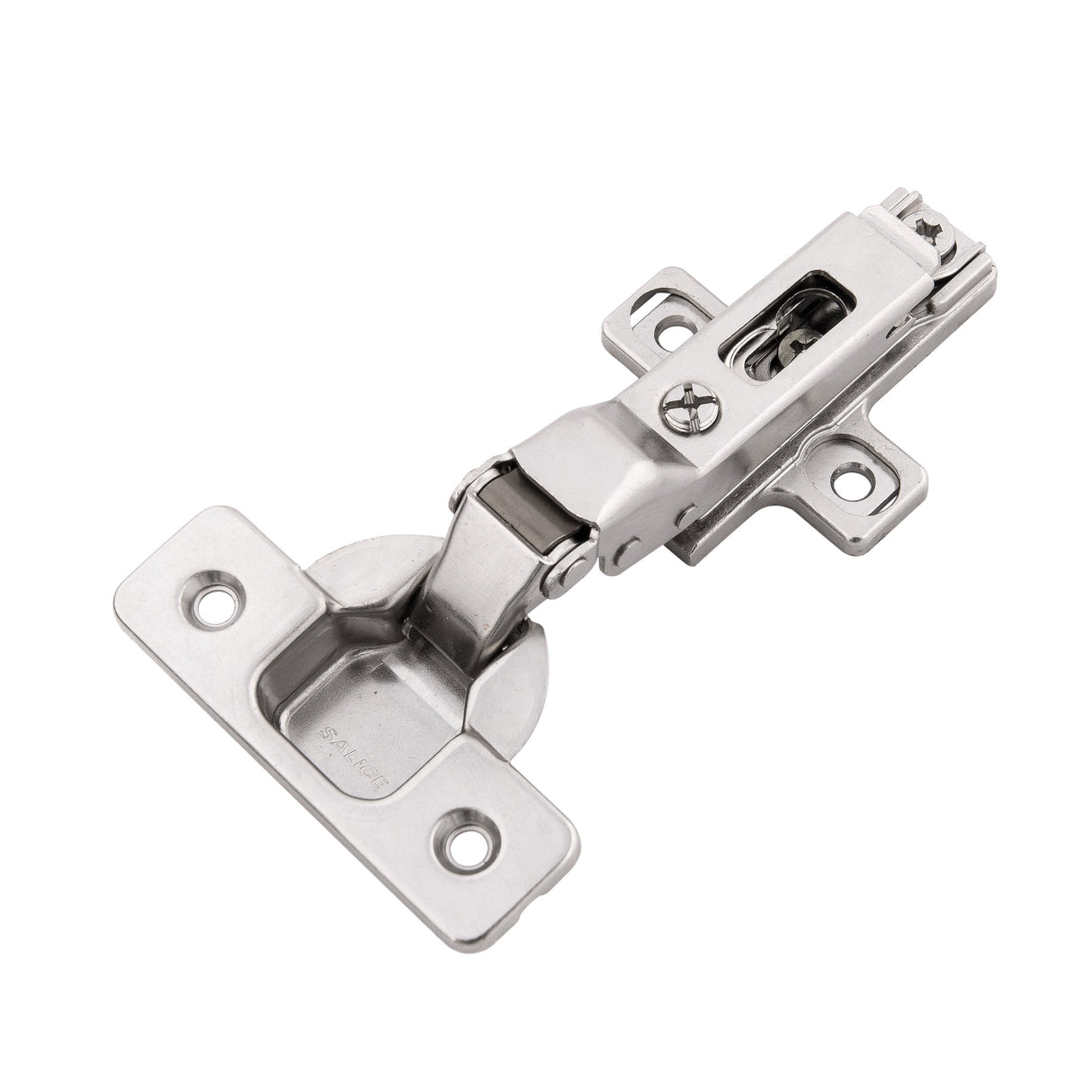 Hidden Hinges for Cabinet Doors Half Overlay Frameless Self-Close (2 Hinges/Per Pack) in Polished Nickel - Hickory Hardware