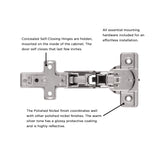 Hinge Concealed Full Overlay Frameless Self-Close 165 Degree (2 Hinges/Per Pack) in Polished Nickel- Hickory Hardware