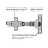 Hinge Concealed Frameless Corner Door Self-Close (2 Hinges/Per Pack) in Polished Nickel - Hickory Hardware