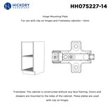 Hinge Concealed Frameless Self-Close Mounting Plate 0 mm (2 Hinges/Per Pack) in Polished Nickel - Hickory Hardware