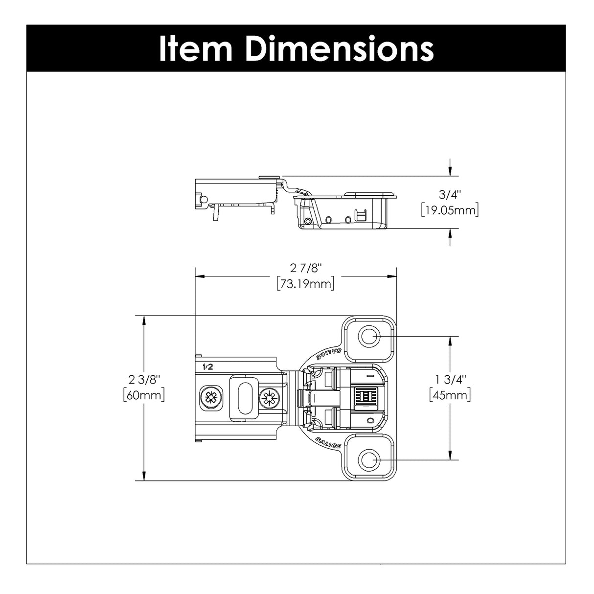 Hinge Concealed 1/2 Inch Overlay Face Frame Soft Close (2 Hinges/Per Pack) Polished Nickel - Hickory Hardware