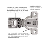 Hinge Concealed 1-1/4 Inch Overlay Face Frame Soft Close (2 Hinges/Per Pack) in Polished Nickel- Hickory Hardware