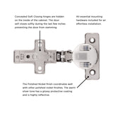 Hinge Concealed Full Overlay Frameless Soft Close (2 Hinges/Per Pack) Polished Nickel - Hickory Hardware