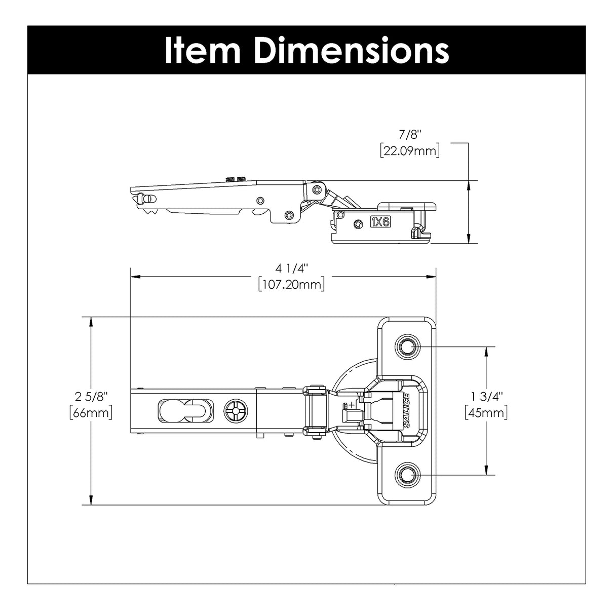 Hinge Concealed Full Overlay Frameless Soft Close (2 Hinges/Per Pack) Polished Nickel - Hickory Hardware