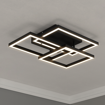 Modern LED Flushmount Light, Dimmable, 3000K (Warm White), Matte Black (C2214-3M)