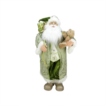 32" St. Patrick's Irish Standing Santa Claus Christmas Figure with Teddy Bear and Gift Bag