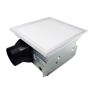 Ultra Silent Bathroom Exhaust Fan with Square Flat Panel 8W, LED Light 4000K, 1000LM, 50-100 CFM, <0.3-0.7 Sones, Ceiling/Wall Mounted