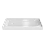 Shower Tray - Left Drain Single Threshold - Acrylic and Fiberglass - 60 X 32 X 5.5