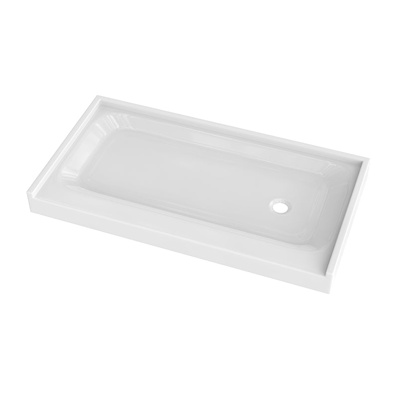 Shower Tray - Right Drain Single Threshold - Acrylic and Fiberglass -  60 X 32 X 5.5