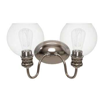 Clear Glass Bathroom Light Fixtures, Wall Mount, 2-Head/3-Head, E26 Base Brushed Nickel Finish, Vanity Lighting