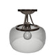 1-Light Clear Glass Semi Flush Mount Light, Brushed Nickel Ceiling Light, E26 Base, UL Listed for Damp Location, 3 Years Warranty