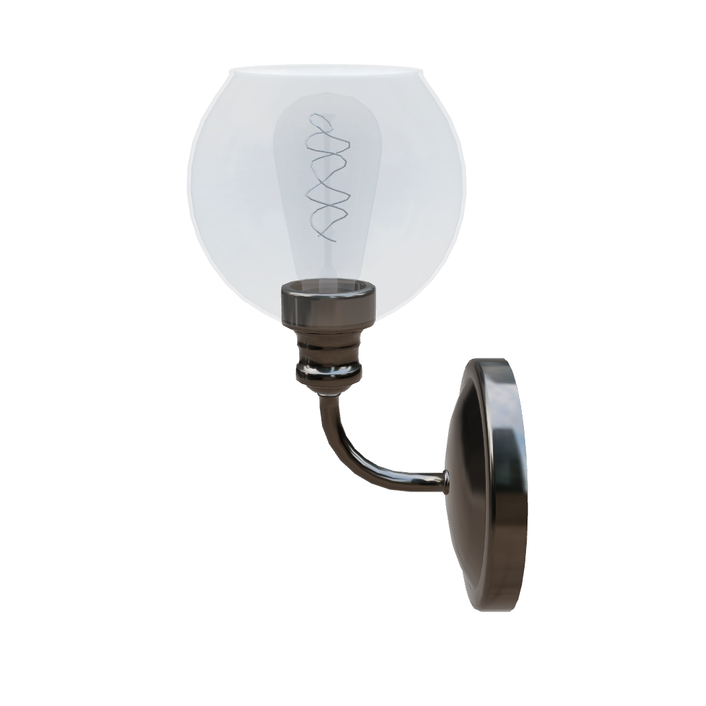 1-Light Dome Shape Wall Sconce Light with Clear Glass, Brushed Nickel Finish, E26 Base, UL Listed for Damp Location, 3 Years Warranty