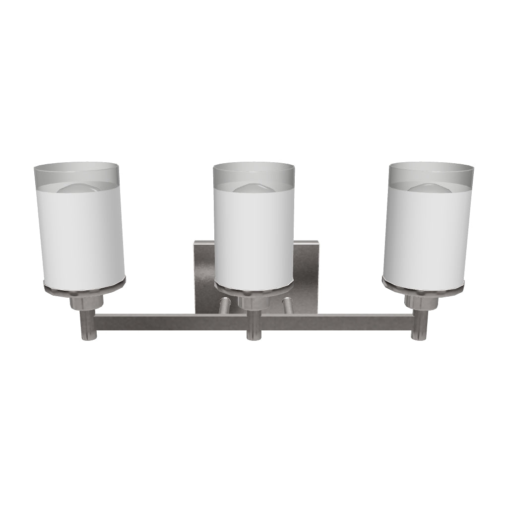 Cylinder Shape Bathroom Light Fixtures with Frosted Glass Shades, 2-Light/3-Light/4-Light, Wall Mount, Vanity Lighting