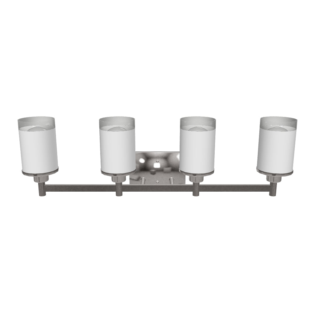 Cylinder Shape Bathroom Light Fixtures with Frosted Glass Shades, 2-Light/3-Light/4-Light, Wall Mount, Vanity Lighting