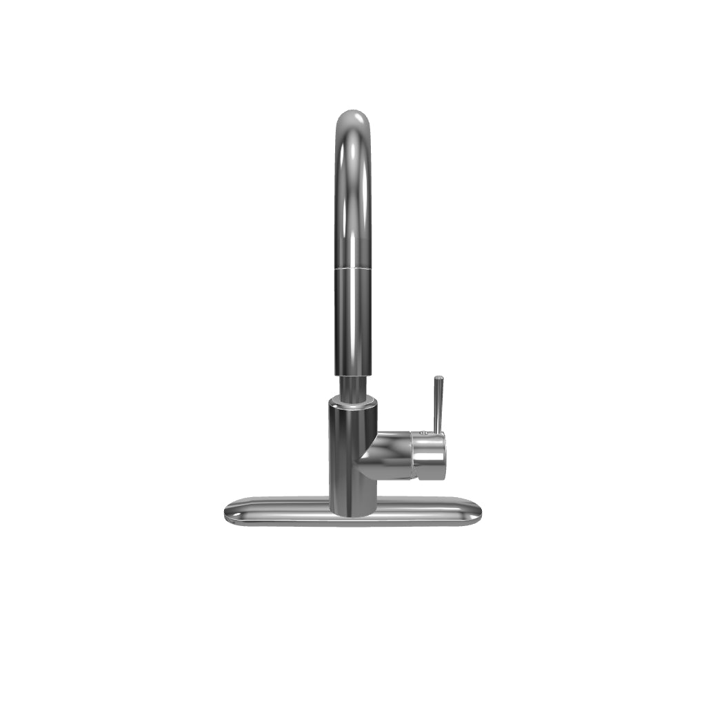 Pull Down Kitchen Faucet with Single Lever Handle and Plastic Deckplate in Chrome Polished