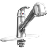 Single Handle Pull-Out Kitchen Faucet with SS deckplate in Polished Chrome