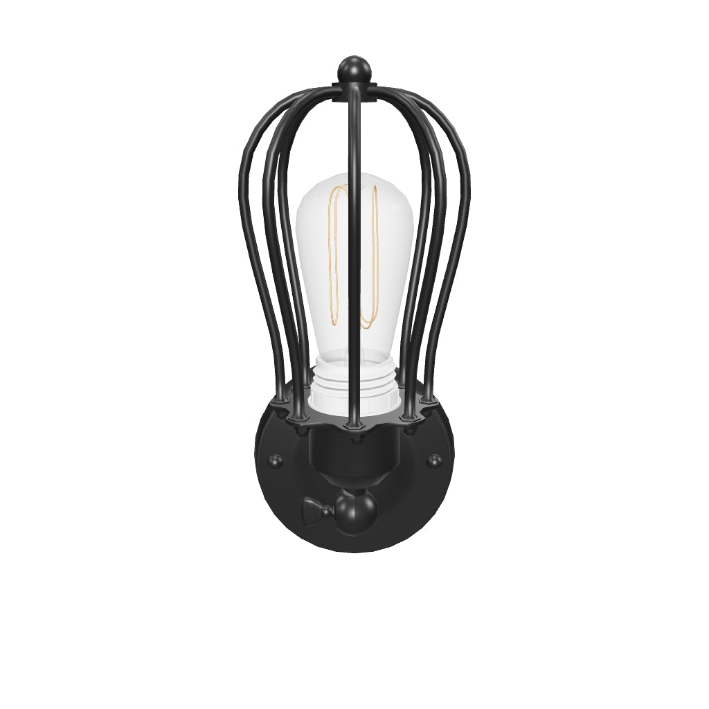 Steel Birdcage Wall Sconce Lighting Fixtures, Matte Black Finish, E26 Base, UL Listed, 3 Years Warranty