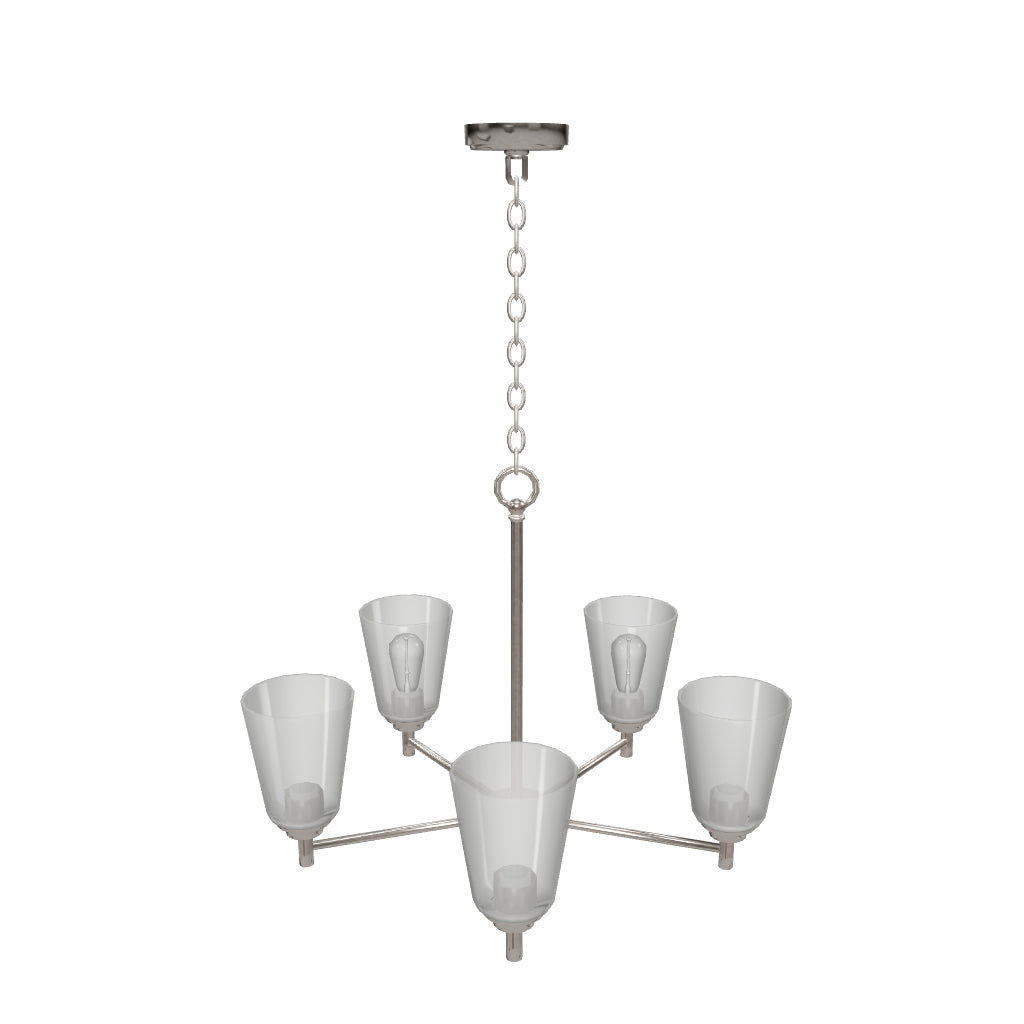 Flared Shape Chandelier Lighting Fixture with Clear Glass Shades, E26 Base, UL Listed for Damp Location, 3 Years Warranty