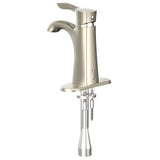 Single-Handle Single Hole Deck Mount Bathroom Sink Faucet with Pop-up Drain in Brushed Nickel