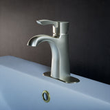 Single-Handle Single Hole Deck Mount Bathroom Sink Faucet with Pop-up Drain in Brushed Nickel