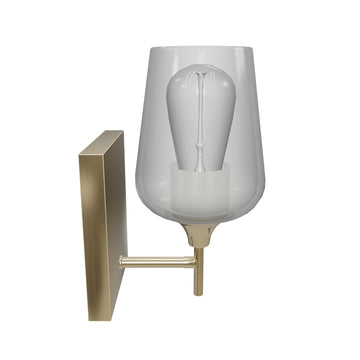 Clear Glass Shade Bathroom Light Fixtures, Bell Shape with Brass Gold Finish Vanity Lighting, E26 Base, UL Listed for Damp Location, Bathroom Wall Sconces