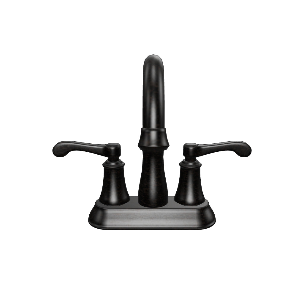 4 In. Centerset 2-Hole Double Handle Deck mount Bathroom Sink Faucet With Stainless Steel Spout & Pop-up in Oil Rubbed Bronze