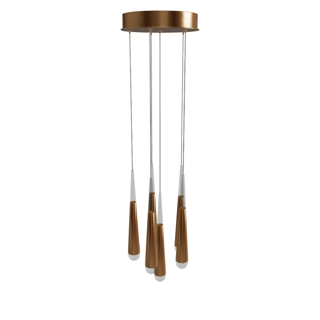 6-Lights LED Pendant Light Fixture, Dimmable, 3000K (Warm White), Brushed Gold