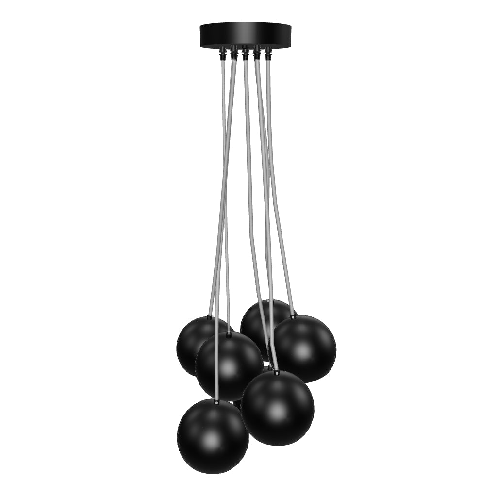 7-Light Chandelier Fixture, Black Finish, E12 Base