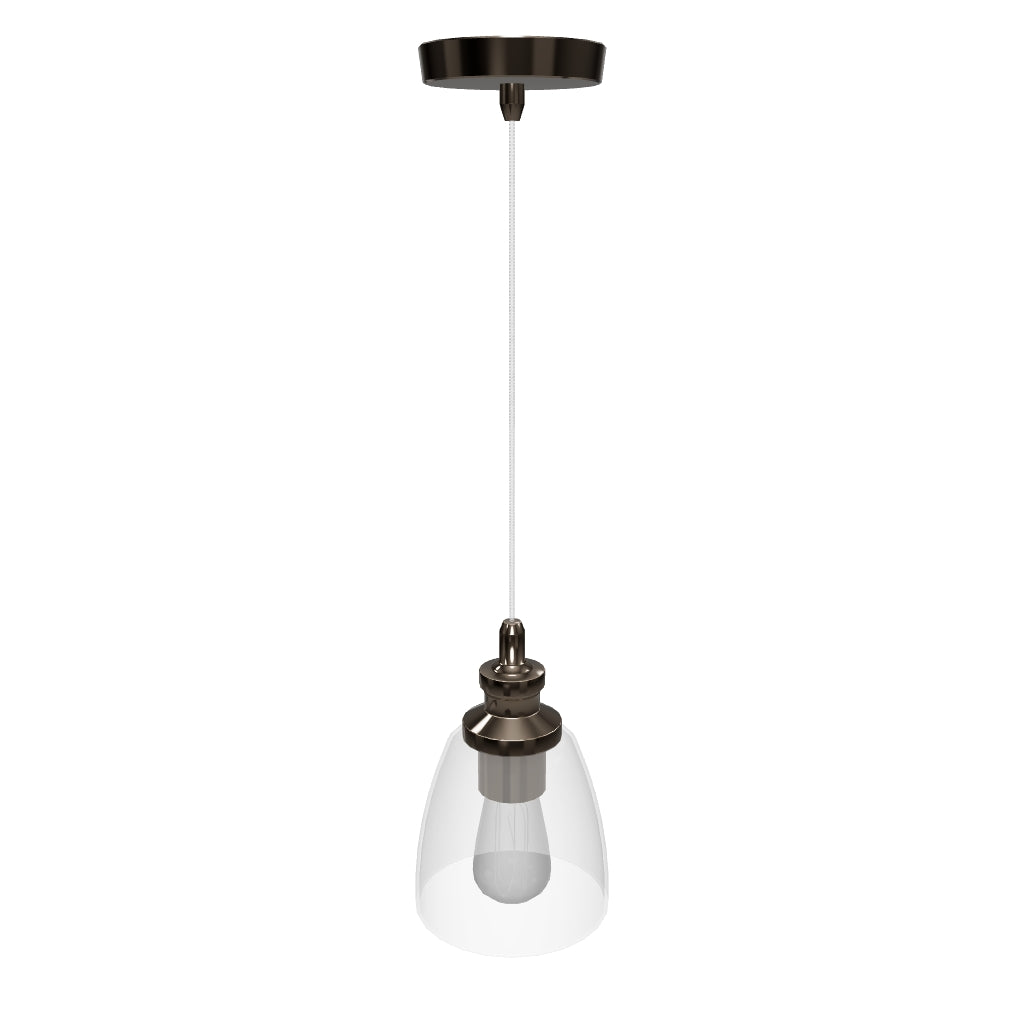 1-Light Island Pendant Light, Brushed Nickel Finish with Clear Glass Shade – E26 Base, UL Listed