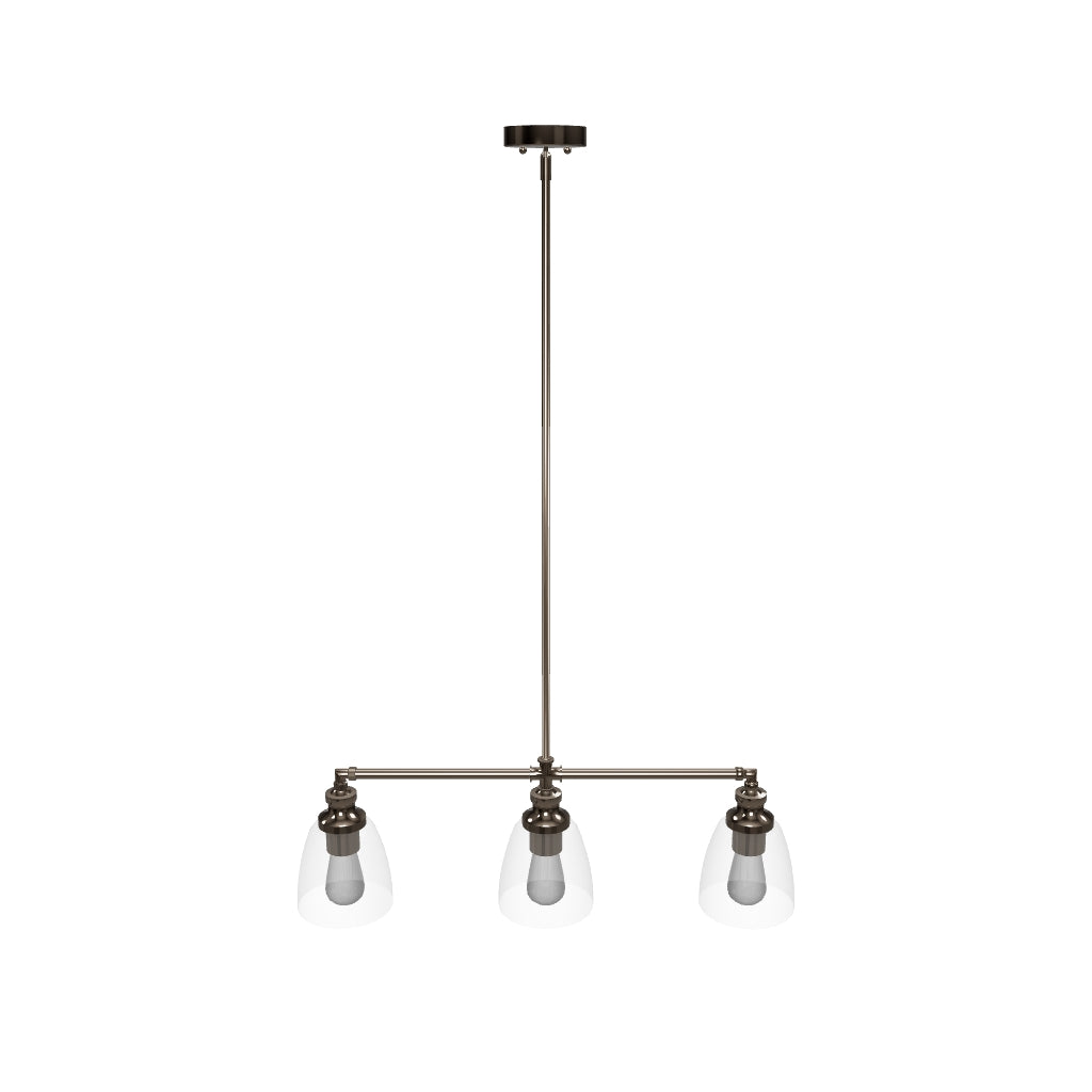 3-Lights Bell Shape Kitchen Island Pendant Lighting, Clear Glass Shade, E26 Base, UL Listed