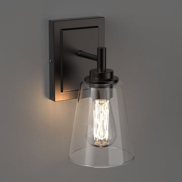 Flared Shape Vanity Lights with Clear Glass Shade, E26 Base, UL Listed Bathroom Lighting for Damp Location