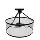 Semi Flush Mount Ceiling Lights, Drum Shape, Steel Cage Matte Black Finish, E26 Base, UL Listed, 3 Years Warranty