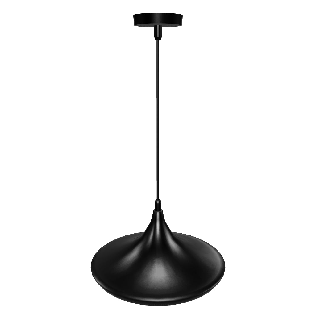 Matte Black Pendant Light Fixture, Trumpet-Shaped, E26 Base, Steel Body, UL Listed