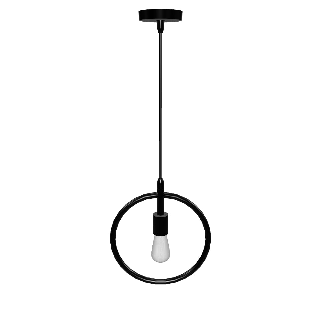 Matte Black Ring Shape Pendant Light Fixture, E26 Base, UL Listed for Dry Location, Fixture Size: D12 x H13.5 Inch