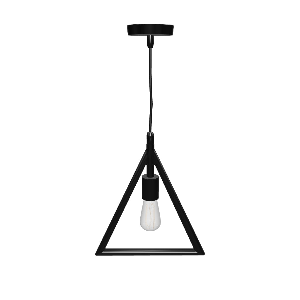 Triangle Shape Pendant Lighting Fixture, E26 Base, Matte Black Finish, UL Listed