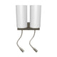 2-Light Acrylic Wall Sconce, Brushed Nickel Finish, With LED 2*1W+1 usb+2 switches+2 outlet, LED Acrylic Wall Light