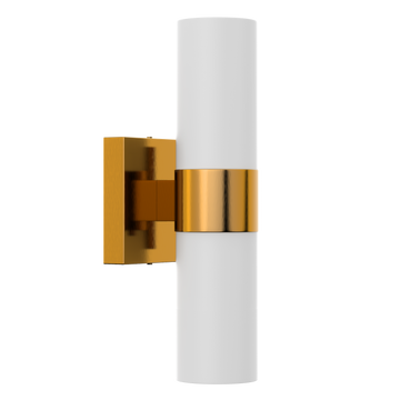 2 Lights-LED Wall Sconce W/ Frosted Glass Shade - E26 Base - UL Listed, Brushed Brass Finish