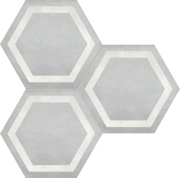 Form Ice Hexagon Frame 7 in. Matte Pressed Glazed Porcelain Mosaic