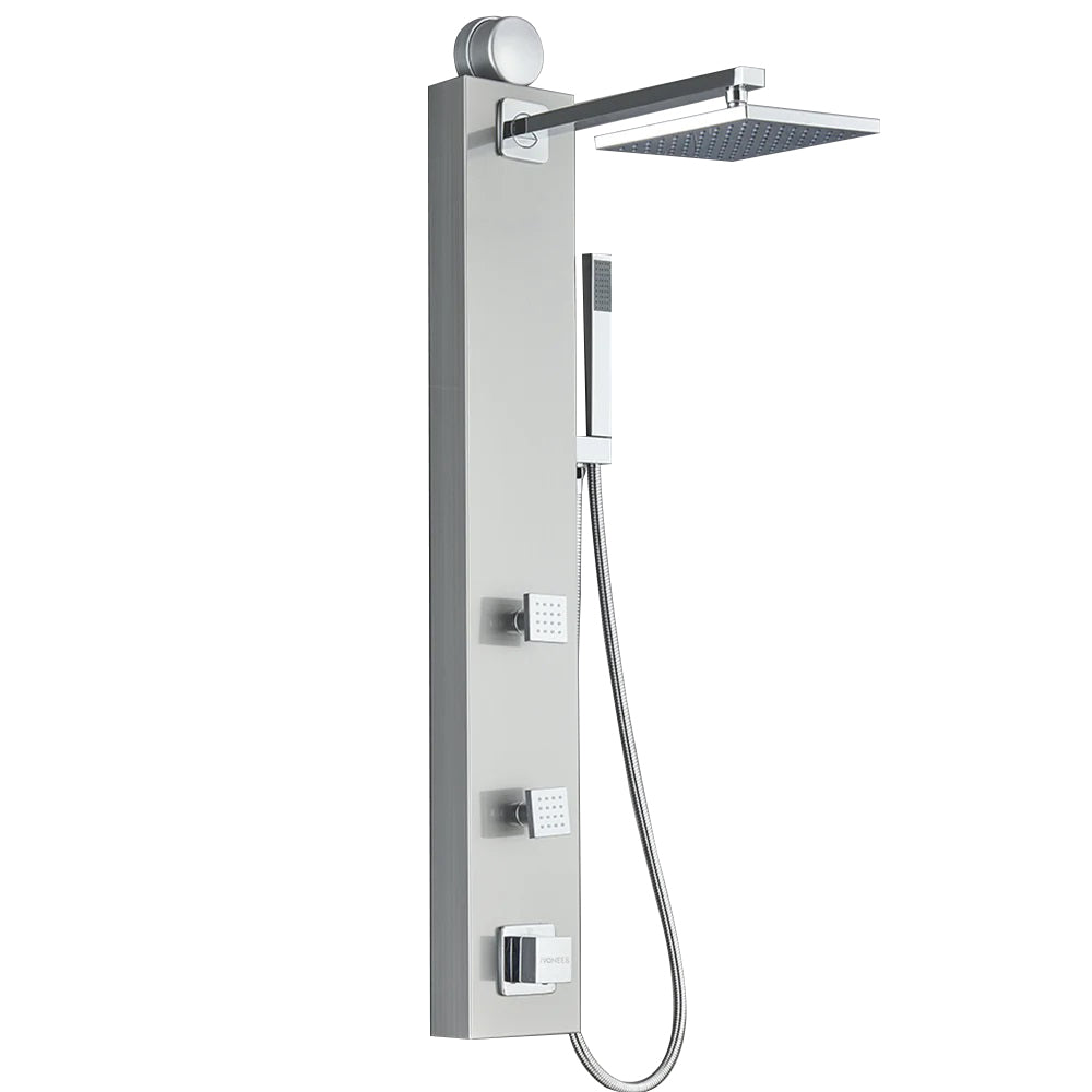 Shower Panel System - Brushed Finish - Head Shower, Hand Shower - 2Pcs ABS Body Jets