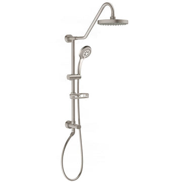 Rain Shower System W/ 8" Showerhead - 36.25"H X 8"W X 23.75"D - Brass - Adjustable Brass Slider - Surface Mounted Shower Systems