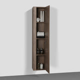 Jade S. Oak Floating / Wall Mounted Bathroom Linen Side Cabinet With Soft Closing Doors