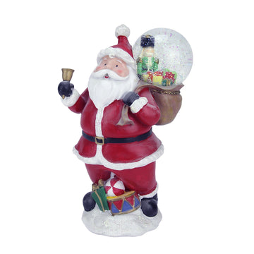 11" Santa Claus with Toy Sack Glitterdome Snow Globe Christmas Table Top Figure